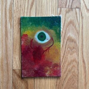 Abstract Eye Canvas Art - Green and Red